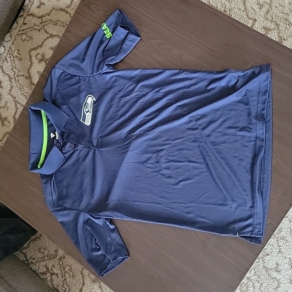 Fanatics Seattle Seahawks Navy Polo with Lime Accent